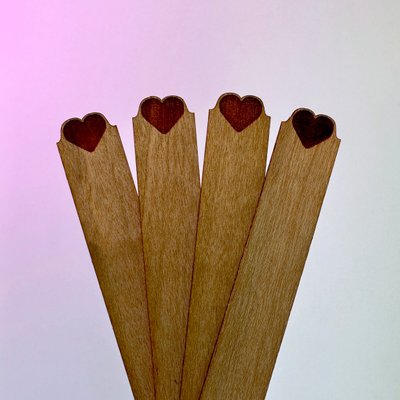Valentine wooden wick. Size to choose, 140 mm, 16 mm