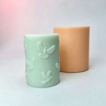 Silicone mold cylinder with Birds mini