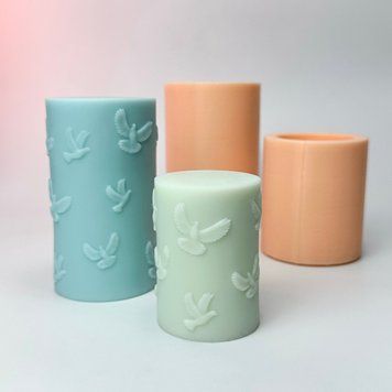 Set of silicone cylinder molds Birds maxi + mini