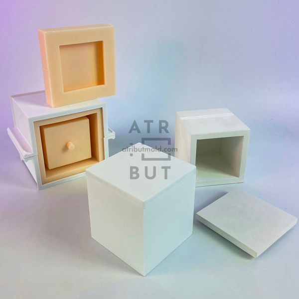 Silicone mold Cube 9.5x9.5 cm with formwork, No