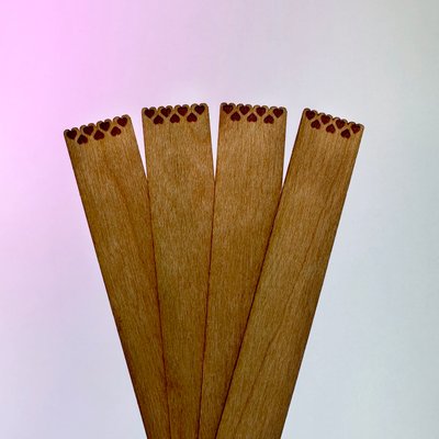 Wooden wick Hearts in a row. Size to choose, 140 mm, 16 mm