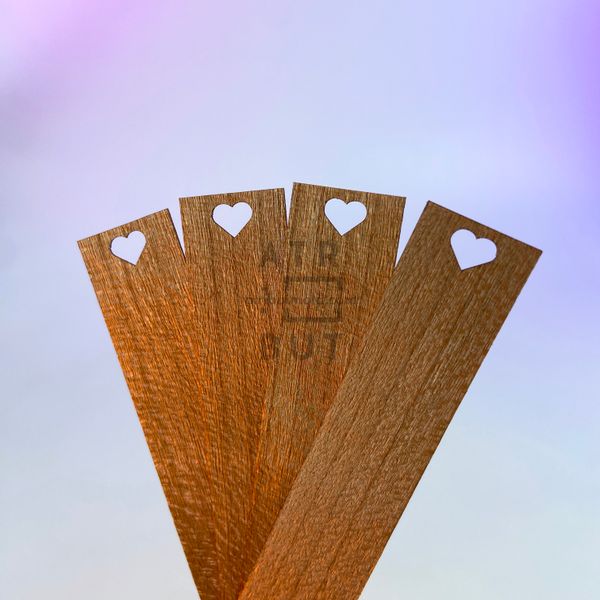 Wooden wick Heart. Size to choose, 140 mm, 16 mm