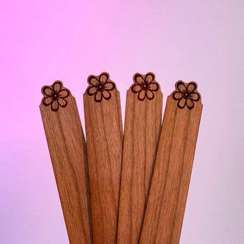 Set of wooden wicks Flower, 2 pcs. Size to choose, 100 mm, 8 mm
