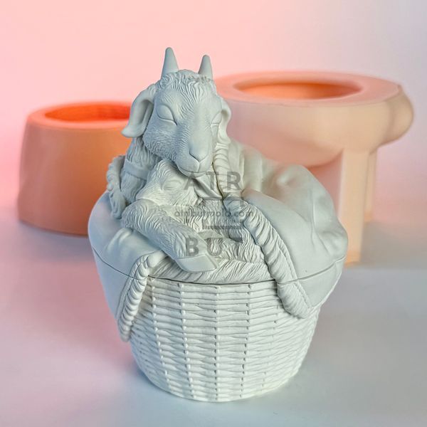 Silicone mold Goat with a baby planter