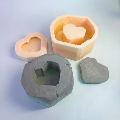 Silicone mold Stone heart with formwork, Yes